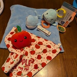 NWT Plush Toy Set - Sweet Apple Lovey, SOFT Whale Lovey, and Gentle Whale Chime